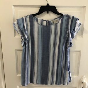 NWOT. Calvin Klein striped short sleeve blouse